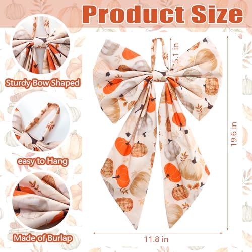 Suncalla 2 Pcs Orange Fall Pumpkin Wreath Bows 18'' x 12'' - Image 2