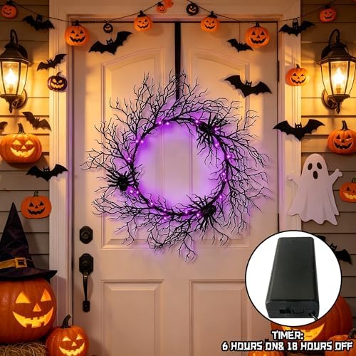 Adroiteet 24" Halloween Wreath for Front Door Halloween Decorations Outdoor - Image 4