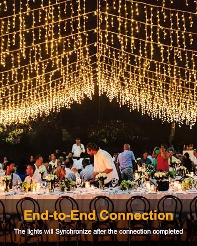 Christmas Lights Outdoor, 53 FT 486 LED Christmas Light for Outside, Timer & Memory, Plug in 8 Modes Hanging Fairy Light with 108 Drops for House Eaves Yard Patio Holidays Decorations, Warm White - Image 2