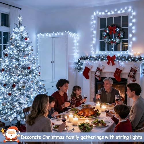 JMEXSUSS 66ft 200 LED White Christmas String Lights Indoor Outdoor Plug in - Image 5