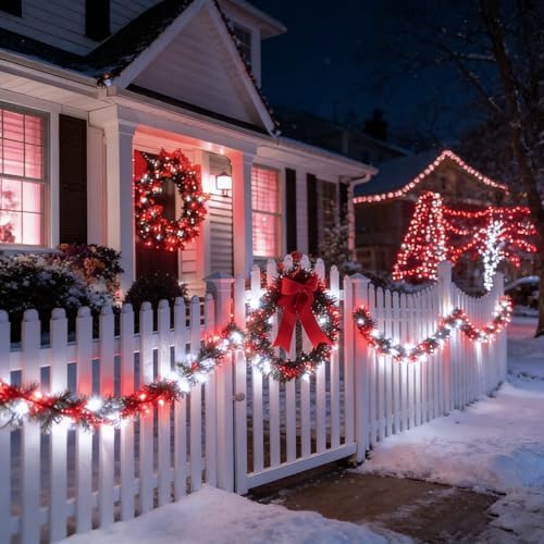 LAMPHOME Red White Valentine's String Lights 100LED 21.6FT Mini Fairy Light Green Wire Christmas Lights Plug in for Indoor & Outdoor Party Patio Bedroom Xmas Tree Garland Galentine's Day Decoration - Image 2