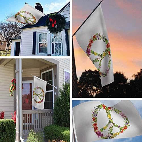 Yekiua Floral Peace Sign Flag 3X5 Ft Outdoor Vintage Watercolor Flowers Premium Strongest Longest Lasting Flag Vivid Color With Brass Grommets Colorful - Image 6
