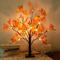 Artificial Fall Lighted Maple Tree 24 LED Thanksgiving Decorations Table Lights Battery Operated for Wedding Party Gifts Indoor Outdoor Autumn Harvest Home Decor by S-Union