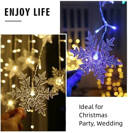 Snowflake LED Curtain Lights, Plug-in 19Ft/6M 96 LEDs Fairy String Lights - Image 6