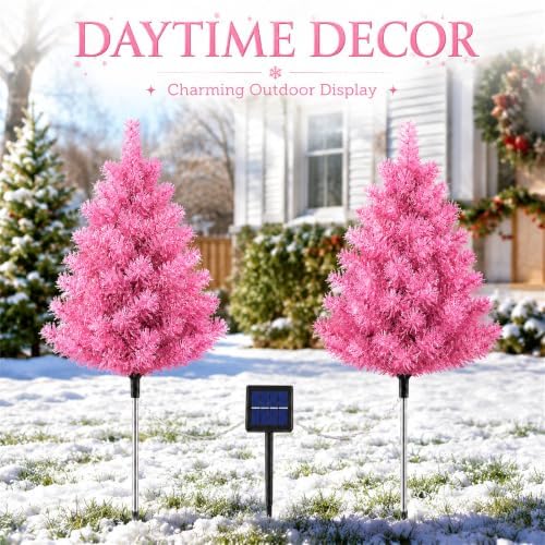 FANFX Solar Christmas Tree Lights 2 Pack Outdoor Pathway Yard Holiday Decor - Image 4