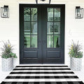 Buffalo Plaid Outdoor Rug 35.4'' x 59'' Black and White Front Door Mat Front Porch Rug Layered Welcome Door Mat for Front Porch Decor, Front Door, Farmhouse Decor,Entryway by CAINANEL