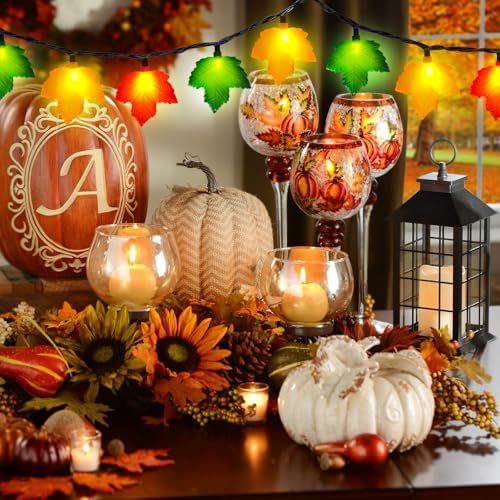 Fall Decorations Maple Leaf Lights, 8.5Ft Thanksgiving Decorations String Lights Outdoor with 10 LED Multicolor Maple Leaves Light, Plug in Fall Leaf Fairy Lights for Home Garland Window Harvest Party - Image 7