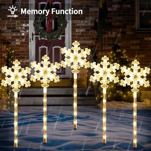 BRIGHTDECK Solar Christmas Snowflake Pathway Lights Outdoor Decor, 20 Pack - Image 6