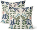 Navy Blue Boho Pillow Covers 22x22 Inch 2 Pcs Sage Green Floral Decor Throw Pillows Vintage Flower Seasonal Spring Summer Outdoor Decoration Pillowcase Linen Cushion Cover for Couch Sofa by DAFENA