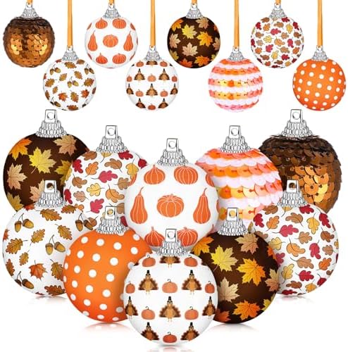 16 Pcs Fall Ornaments for Tree 1.57'' Thanksgiving Ball Hanging Ornaments by Blosssound