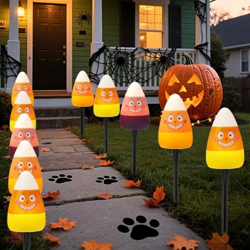10.5FT Halloween Candy Corn Pathway Lights, 5PK Lighted up Candy Corn Decor by LightupYourLife