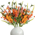 Egolot Fall Orange Yellow Forsythia Flowers Picks with Orange Gradient Berries Set for Indoor Outdoor Centerpieces, Autumn Flower Picks Bouquet for Indoor Outdoor Vase Home Decor by Egolot