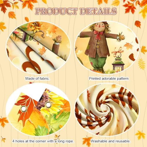 AIBIIN 3pcs Hello Fall Porch Decor Autumn Harvest Porch Banner Sign Thanksgiving Scarecrow Pumpkin Front Door Sign Hanging Home Farmhouse Yard Harvest Party Decorations - Image 3
