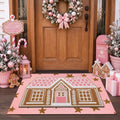 Drydiet Gingerbread Front Door Mat Non Slip Outdoor Porch Pink White by Drydiet