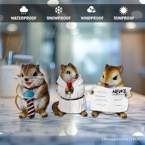 OrnamentallyYou Spring & Summer-Themed Garden Statues – Adorable Outdoor Decor for Lawn, Patio & Porch (Whimsical Chipmunk Trio Set of Three Figurines, 5" Cute Desk Decor and Garden Statues) - Image 6