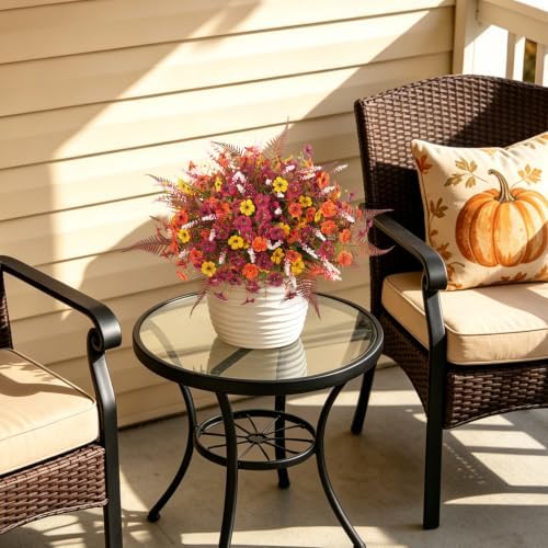 ADXORA 12 Bundles Fake Artificial Mums Fall Flowers for Outdoor Decoration - Image 7