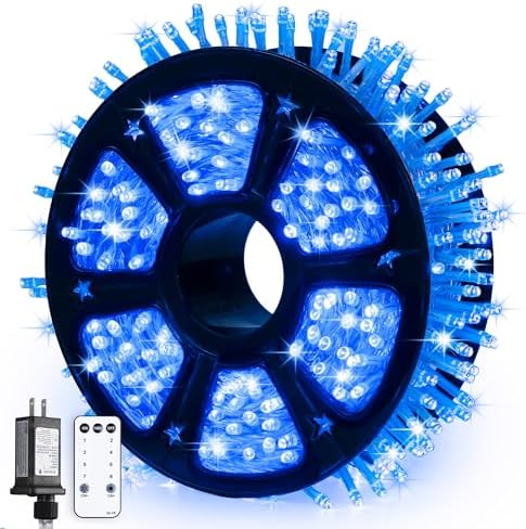 JMEXSUSS168ft 600 Blue LED Christmas Lights Outdoor Waterproof with Remote by JMEXSUSS