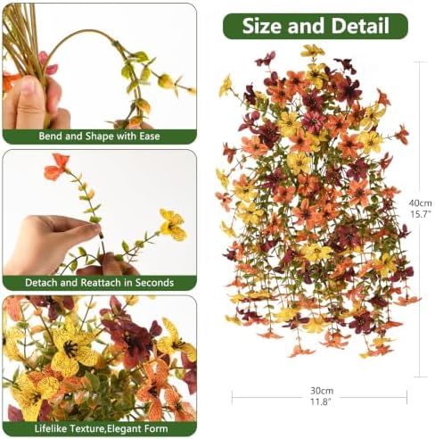 Homsunny Artificial Fake Mums Fall Flowers for Outdoor Decoration - Image 2