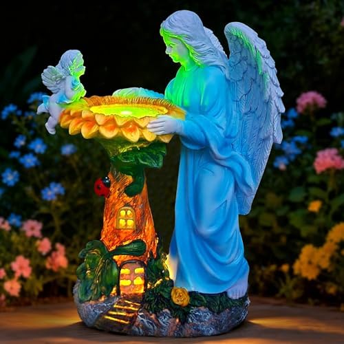 Solar Angel Garden Statue with Color Changing Light for Outdoor Decor by VOVEEXY