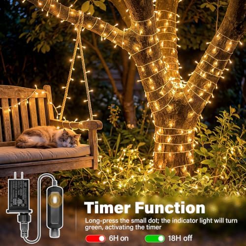 Ollny 120LED 40FT String Lights, Waterproof Connectable Fairy Lights with Timer 8 Modes, Warm White Plug in Indoor Light for Bedroom Classroom Outdoor Wedding Christmas Party Decorations - Image 6