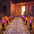 Halloween Pathway Lights Outdoor, 19.5Ft Orange Purple Halloween String Lights with 10 C9 LED Bulbs and Stakes, Connectable Outdoor Waterproof Marker Stake Lights for Halloweens Path Yard Lawn, Garden by Doratale