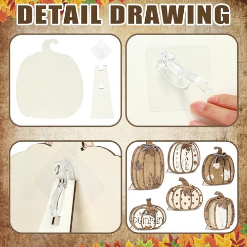 Beeveer 6 Pcs Fall Outdoor Decorations Large Outdoor Wood Pumpkin Porch Sign Wooden Pumpkin Standing Decor Fall Thanksgiving Decor Welcome Yard Sign for Autumn Home Front Door Kitchen Yard Garden - Image 4