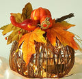 8 Inch Lighted Pumpkin Fall Decor – LED Thanksgiving Decoration with Maple Leaves, Berries, and Pumpkin, Autumn Harvest Centerpiece for Table, Indoor Outdoor Outdoor Pumpkins for Porch Home Display by CIROASES