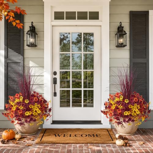 Ivydale Artificial Mums Flowers for Outdoors 12 Pcs + Burgundy Grass - Image 5
