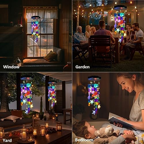 Solar Wind Chimes of Outside, Colorful Solar Shell Gift for Mom Grandma - Image 3