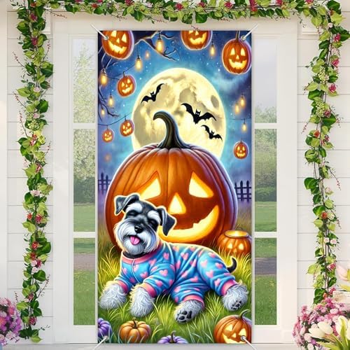 BlissYard Halloween Door Cover Dog Pumpkin 35x71 Inch Polyester by BlissYard
