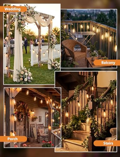 GOOTHY LED Outdoor String Lights 45Ft Patio Lights with 32 Shatterproof ST40 Vintage Edison Bulbs (2 Spare), Hanging Outdoor Light UL Listed for Porch Garden Backyard Balcony Decor - Image 6
