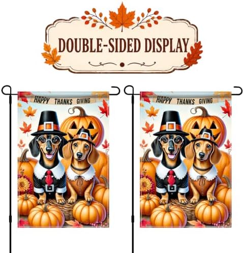 BlissYard Thanksgiving Dachshund Dogs Garden Flag Pumpkin 12x18 Inch Decor - Image 5