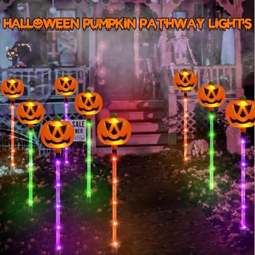 12 Pack Solar Pumpkin Lights Outdoor Waterproof for Halloween Decorations - Image 6