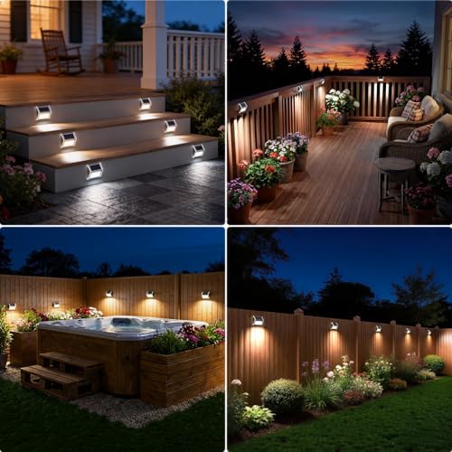 JSOT Solar Deck Lights Perfect for Fence, Step, Stair Decor-Cool White-8P - Image 3