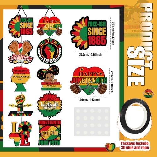 CroBlissful 2 Sets Juneteenth Decorations Door Banners Juneteenth Porch Signs African American Independence Day Door Banner for June 19th 1865 Independence Day Festival Wall Hanging Decor - Image 2