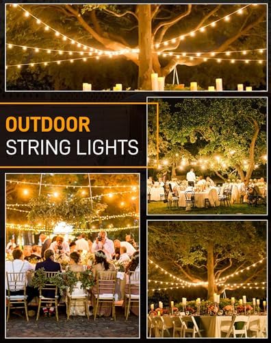 Zuske Outdoor String Lights, 200FT Patio Lights with 100 Shatterproof ST38 Globe Bulbs(4 Spare), Waterproof Connectable Dimmable LED Hanging String Lights for Outside Backyard Porch Balcony(100FT x 2) - Image 5