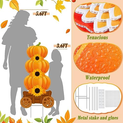 Thyle 2 Pack Fall Thanksgiving Outdoor Decorations, Pumpkin Yard Sign Stake - Image 3