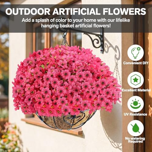 22 Pack Artificial Flowers for Outdoor Indoor Fake Plants(Rose Red) - Image 2