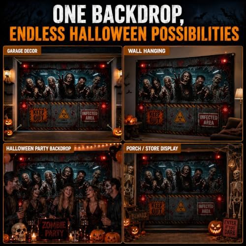Halloween Garage Door Cover 8x7FT Zombie Containment Lab Outdoor Decor - Image 6