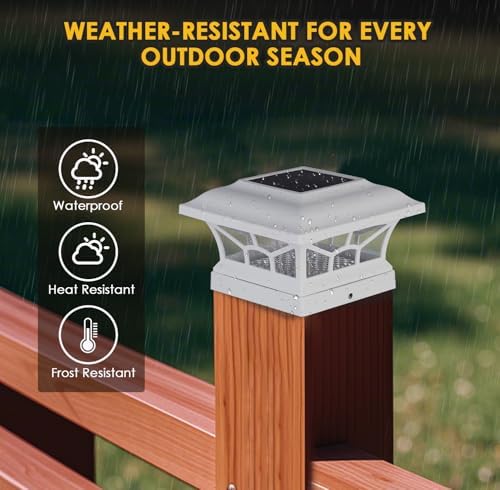 8 Pack Solar Post Cap Lights Outdoor Waterproof, Dual Light, White - Image 6
