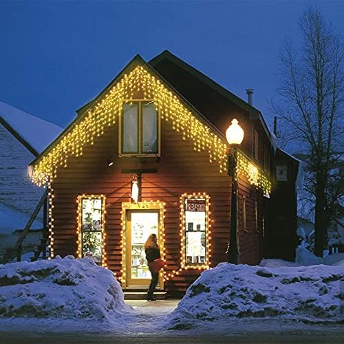 304 LED Solar Christmas Icicle Lights Outdoor Decorations, 8 Modes Waterproof Icicle Fairy Lights for Outside Holiday, Patio, Balcony, Christmas, Window, House Eaves Decorations, Warm White - Image 3