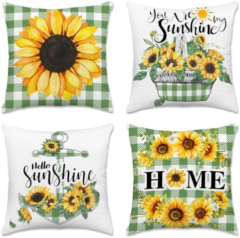 pinata Throw Pillow Covers 18x18, Sunflower Decor, Outdoor Pillow Covers by Pinata