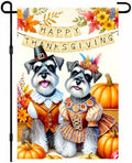 BlissYard Fall Schnauzer Pilgrim Garden Flag 12x18 Inch Outdoor Decor by BlissYard