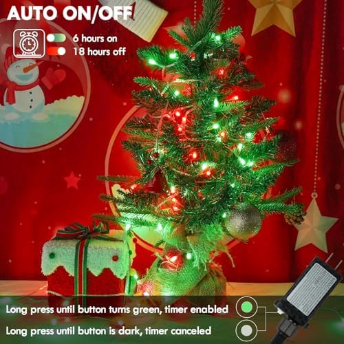 88FT 240LED Extra-Long Connectable String Lights Indoor Outdoor Clear Wire, Red&Green Christmas String Lights, Plug in Twinkle Fairy Light with Timer for Wedding Patio Tree Yard Christmas Decorations - Image 4