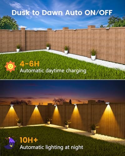 JOFIOS Solar Fence Lights Outdoor, 8 Pack, 50LM Ultra Bright, 3 Color Temperatures & RGB, IP65 Waterproof, Dusk-to-Dawn Solar Powered Fence Lights for Patio, Railing (White) - Image 5