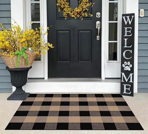 Black and Tan Layered Doormat 27.5"x43.3"Fall Door Mats Outdoor Decor - Image 5