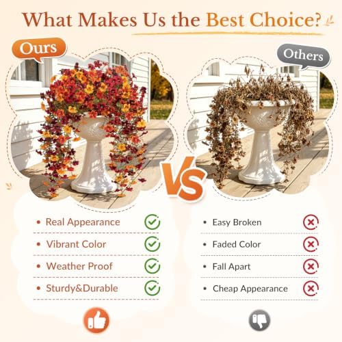 4 Pcs Upgrade Big Artificial Hanging Fall Flowers for Outdoors Decorations - Image 5