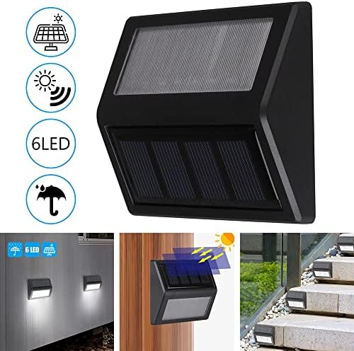 Solar Lights Outdoor, Waterproof Solar Powered Deck Step Lights for Patio Garden Backyard Garage Driveway Pathway Outside Wall Lighting (6, Warm White) - Image 5