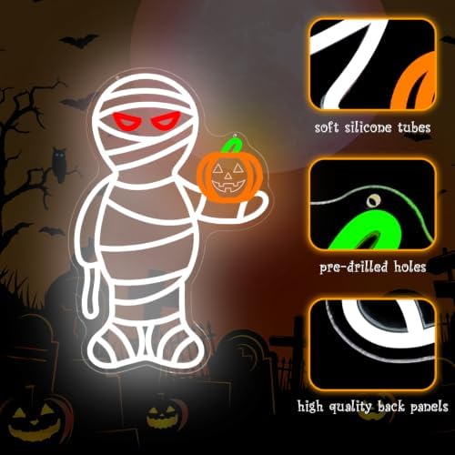 Mummy Halloween Neon Sign for Wall Decor with Pumpkin Led Sign Dimmable - Image 3