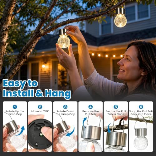 SOLPEX Hanging Solar Lights for Outside Garden Solar Hanging Lanterns 12 Pc - Image 3